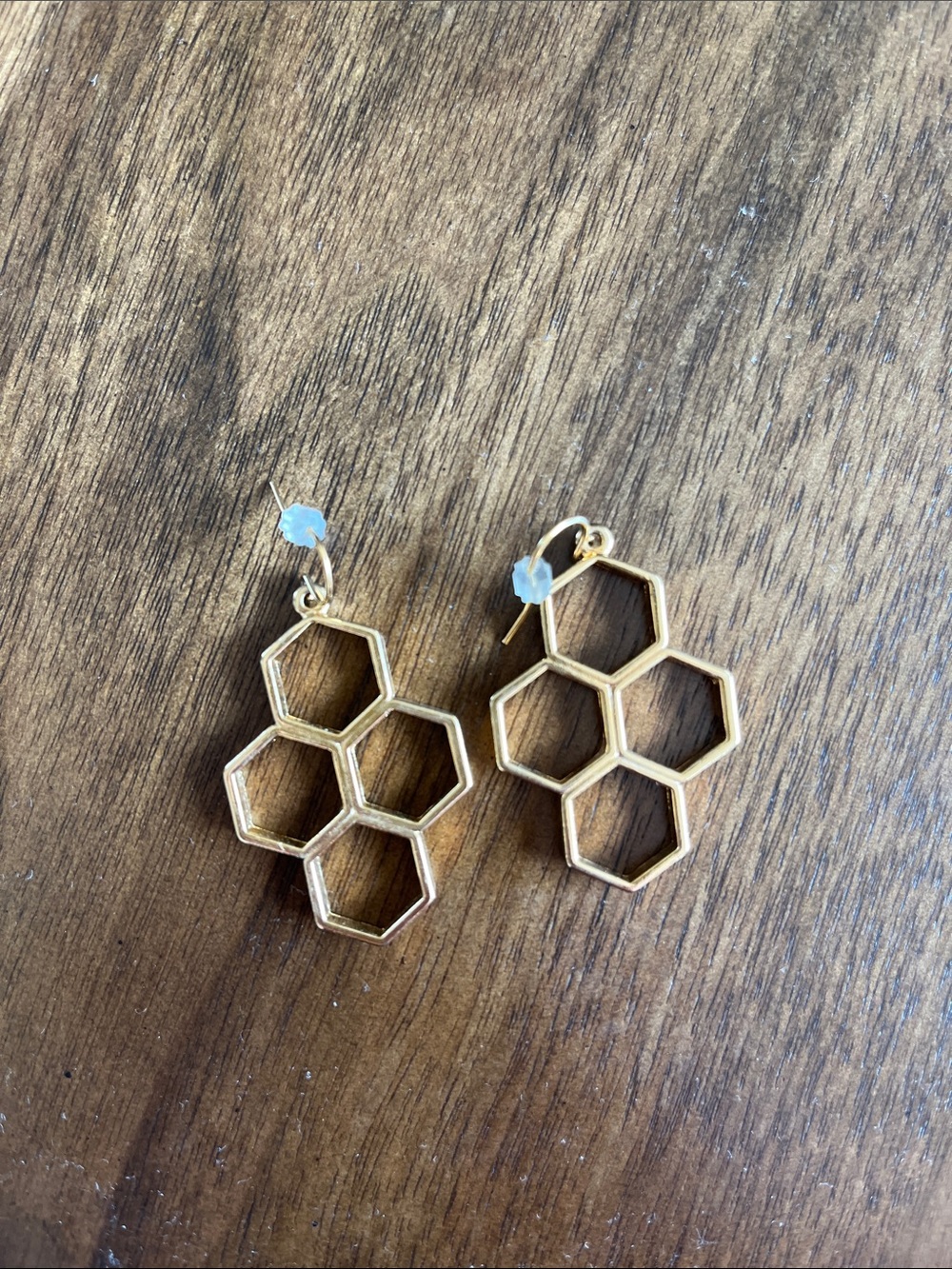 Honeycomb Hexagon Gold Dangle Earrings from Anthropologie